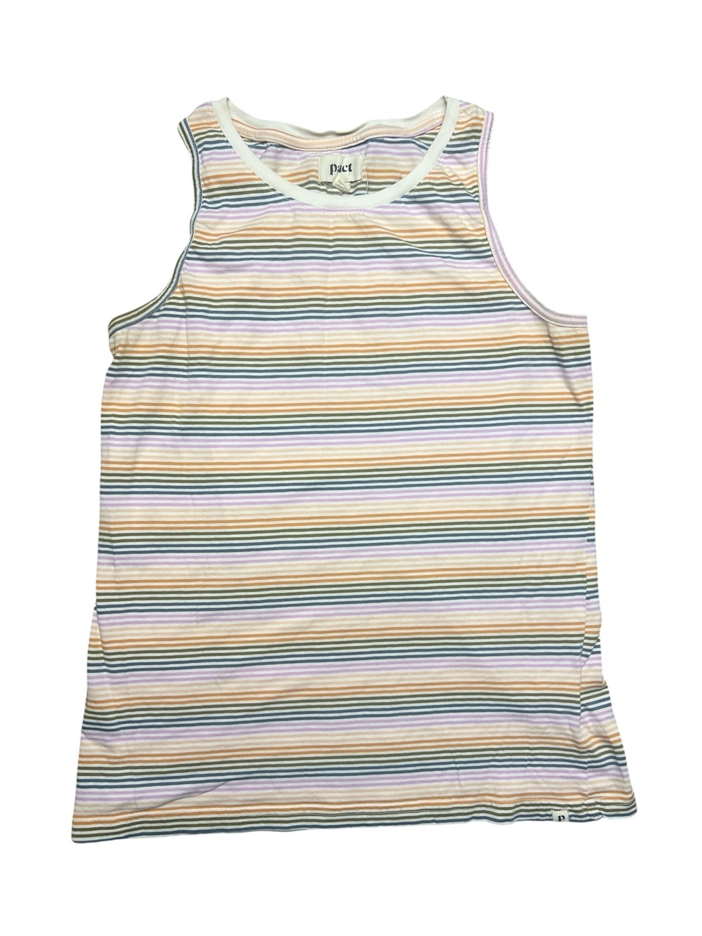 Pact Striped Colorful Cotton Tank Top Size Small